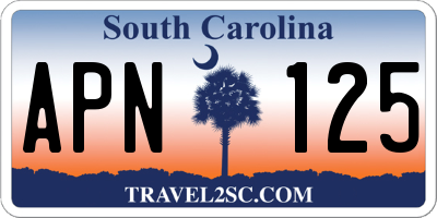 SC license plate APN125