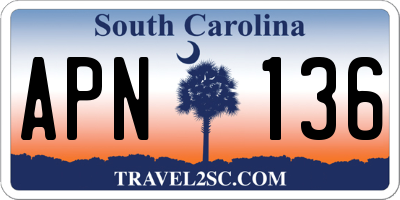SC license plate APN136