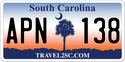 SC license plate APN138