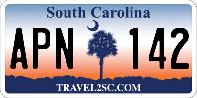SC license plate APN142