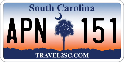 SC license plate APN151