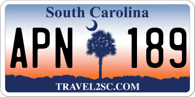 SC license plate APN189