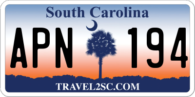 SC license plate APN194