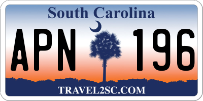SC license plate APN196