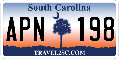 SC license plate APN198