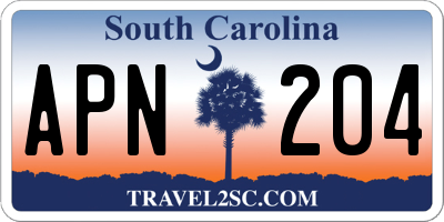 SC license plate APN204