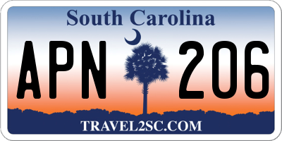 SC license plate APN206