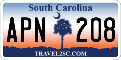 SC license plate APN208