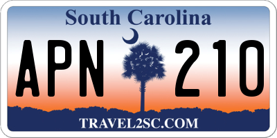 SC license plate APN210