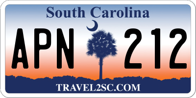 SC license plate APN212