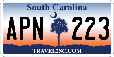 SC license plate APN223