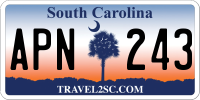 SC license plate APN243