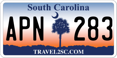 SC license plate APN283