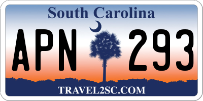 SC license plate APN293