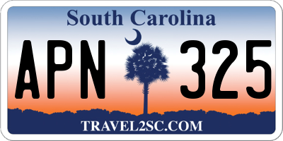 SC license plate APN325