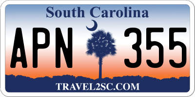 SC license plate APN355