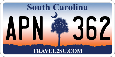 SC license plate APN362