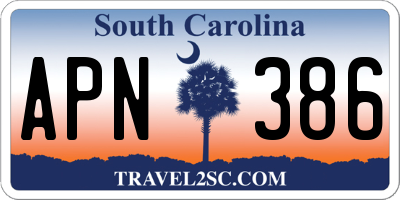 SC license plate APN386