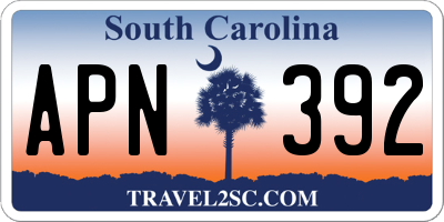 SC license plate APN392