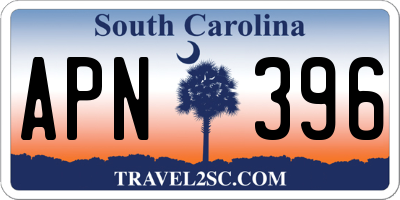 SC license plate APN396