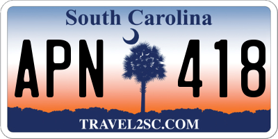 SC license plate APN418
