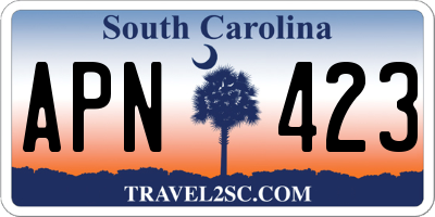 SC license plate APN423