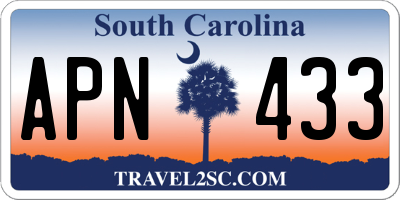 SC license plate APN433