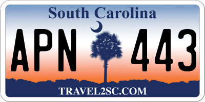 SC license plate APN443