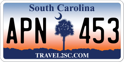 SC license plate APN453