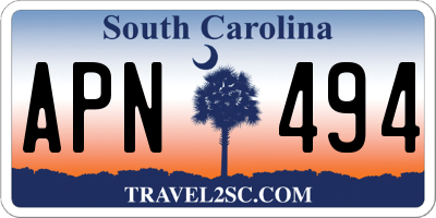 SC license plate APN494