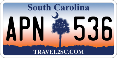 SC license plate APN536