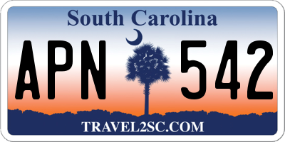 SC license plate APN542