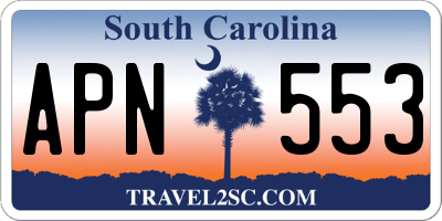 SC license plate APN553