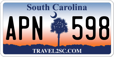 SC license plate APN598