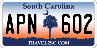 SC license plate APN602