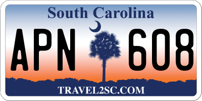SC license plate APN608