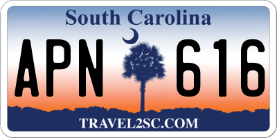 SC license plate APN616