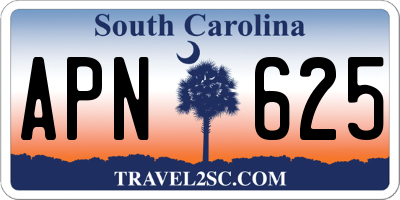 SC license plate APN625