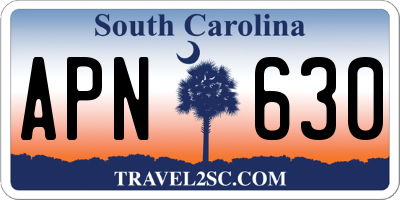 SC license plate APN630