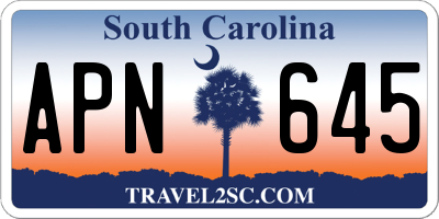 SC license plate APN645