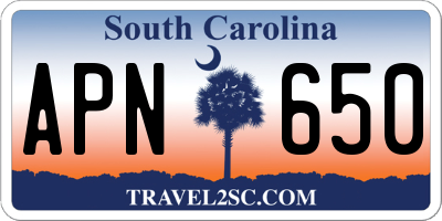 SC license plate APN650