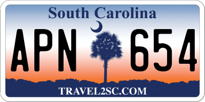 SC license plate APN654