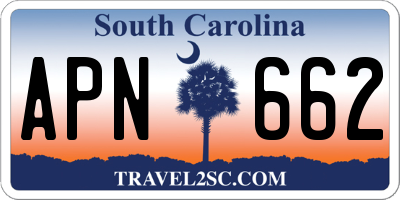 SC license plate APN662