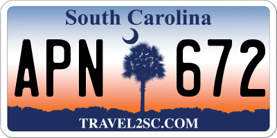 SC license plate APN672