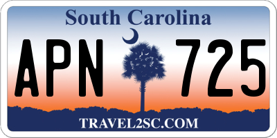 SC license plate APN725