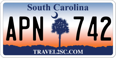 SC license plate APN742