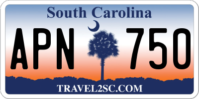 SC license plate APN750