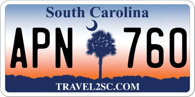 SC license plate APN760