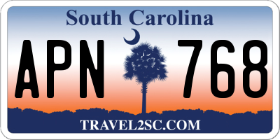 SC license plate APN768