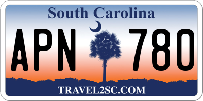 SC license plate APN780